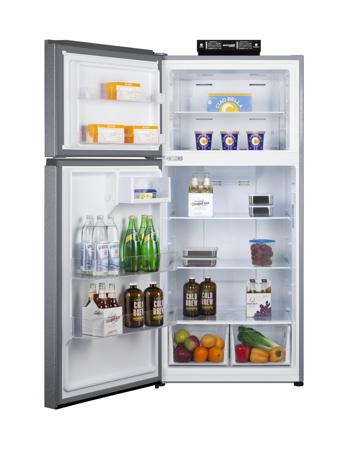 18 cu.ft. break room refrigerator-freezer in stainless steel with NIST calibrated alarm/thermometers